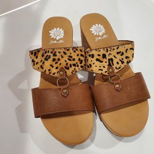 YellowBox Akina Animal Print Wedge Sandal 7.5